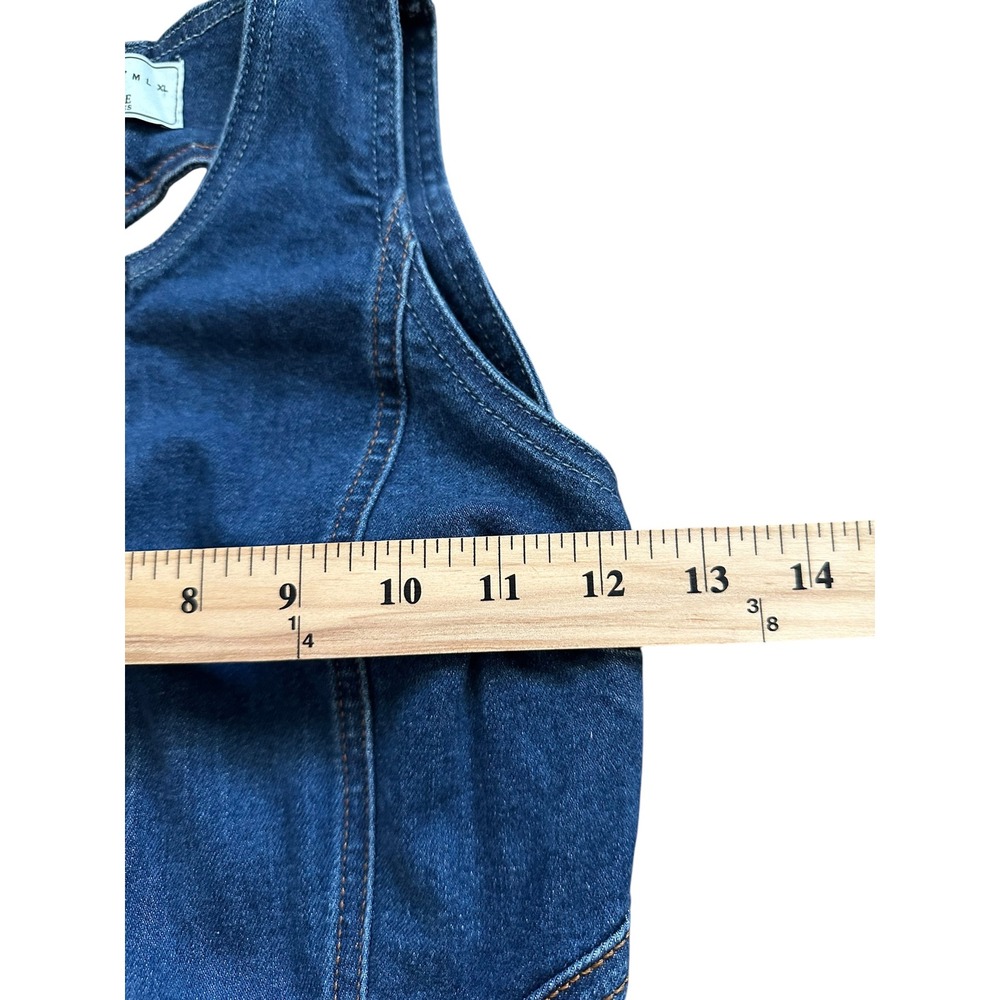 Retro Revice Hollywood Hearthrob Denim Heart Cutout Flare Jumpsuit S Dark Wash - Picture 6 of 9